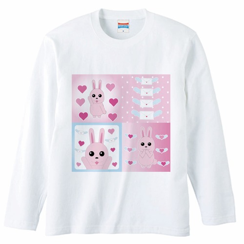 うさぎのラブレター２(長袖)　(ホワイト)