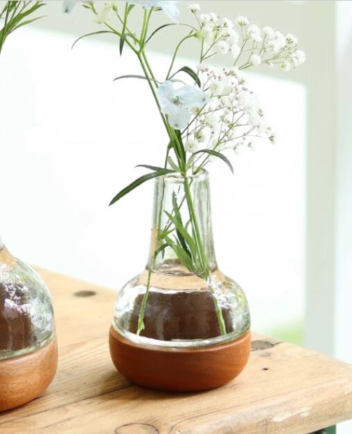 シナリー ウッド×ガラス フラワーベース チムニー S