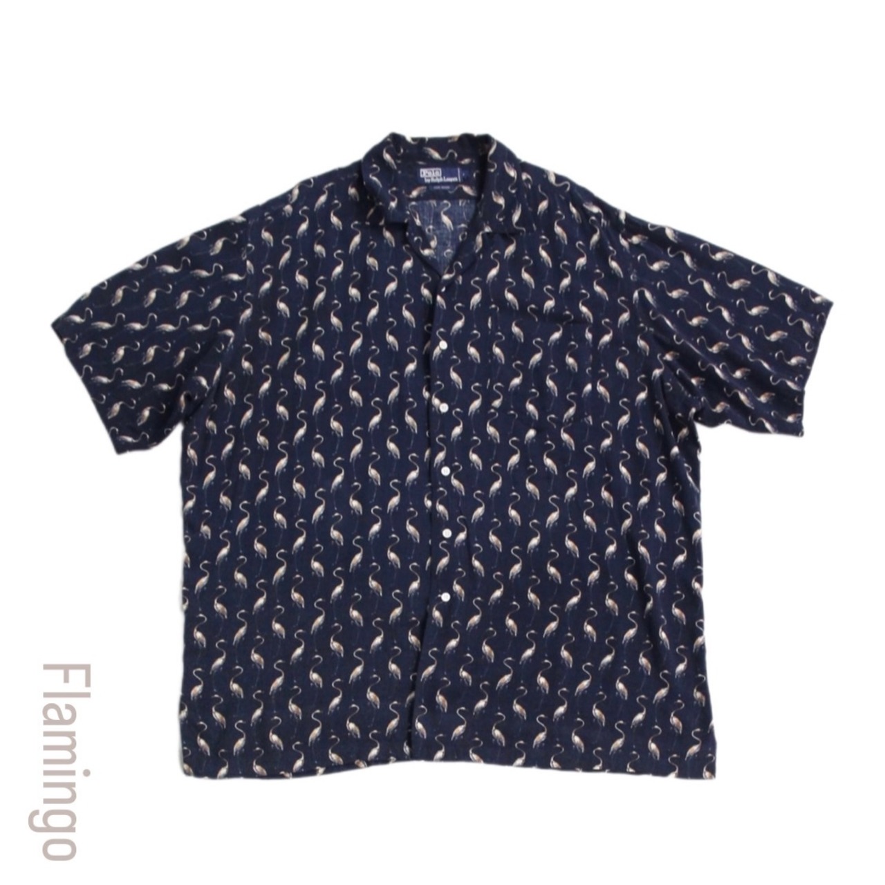 Polo by Ralph Lauren S/S 100%レーヨン フラミンゴ 総柄オープン 
