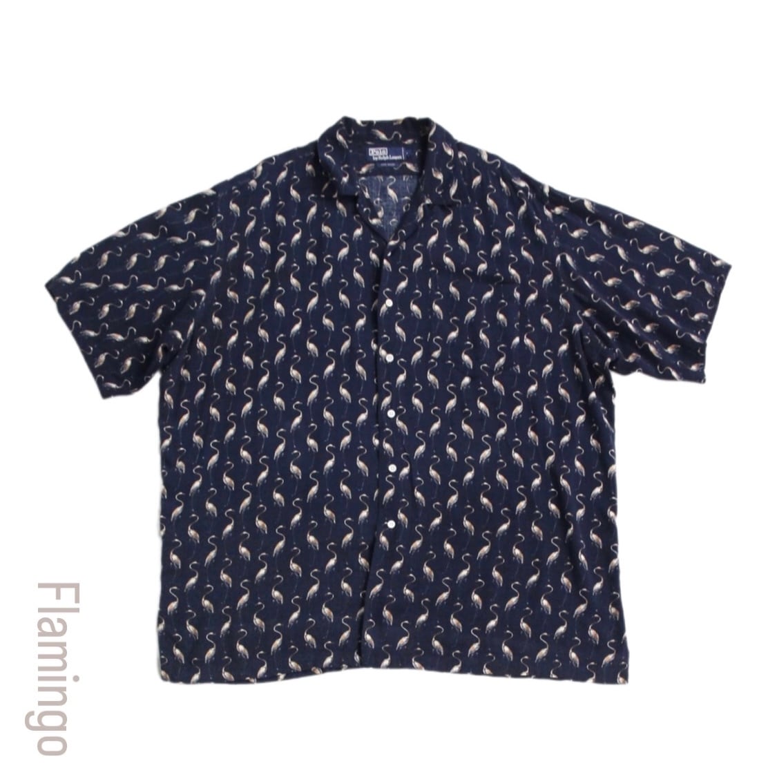 Polo by Ralph Lauren S/S 100%レーヨン フラミンゴ 総柄オープン 