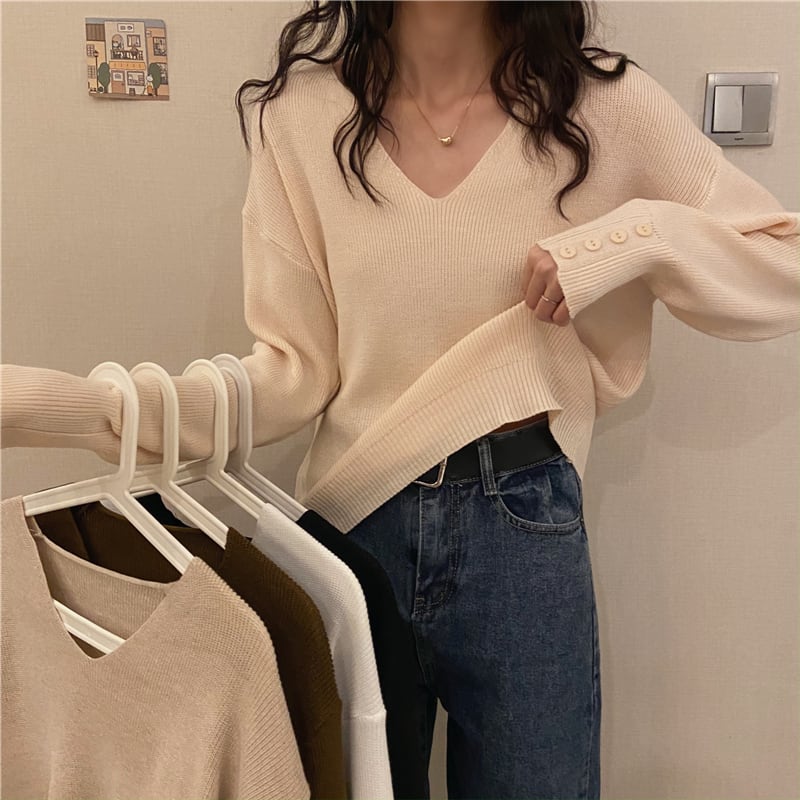 オータムトップス セーター レディースルーズVネックシャツ ロング 秋物 1号婦人64280771298