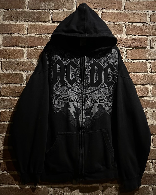 【Caka act3】“AC/DC BLACK ICE” Loose Zip Up Hoodie