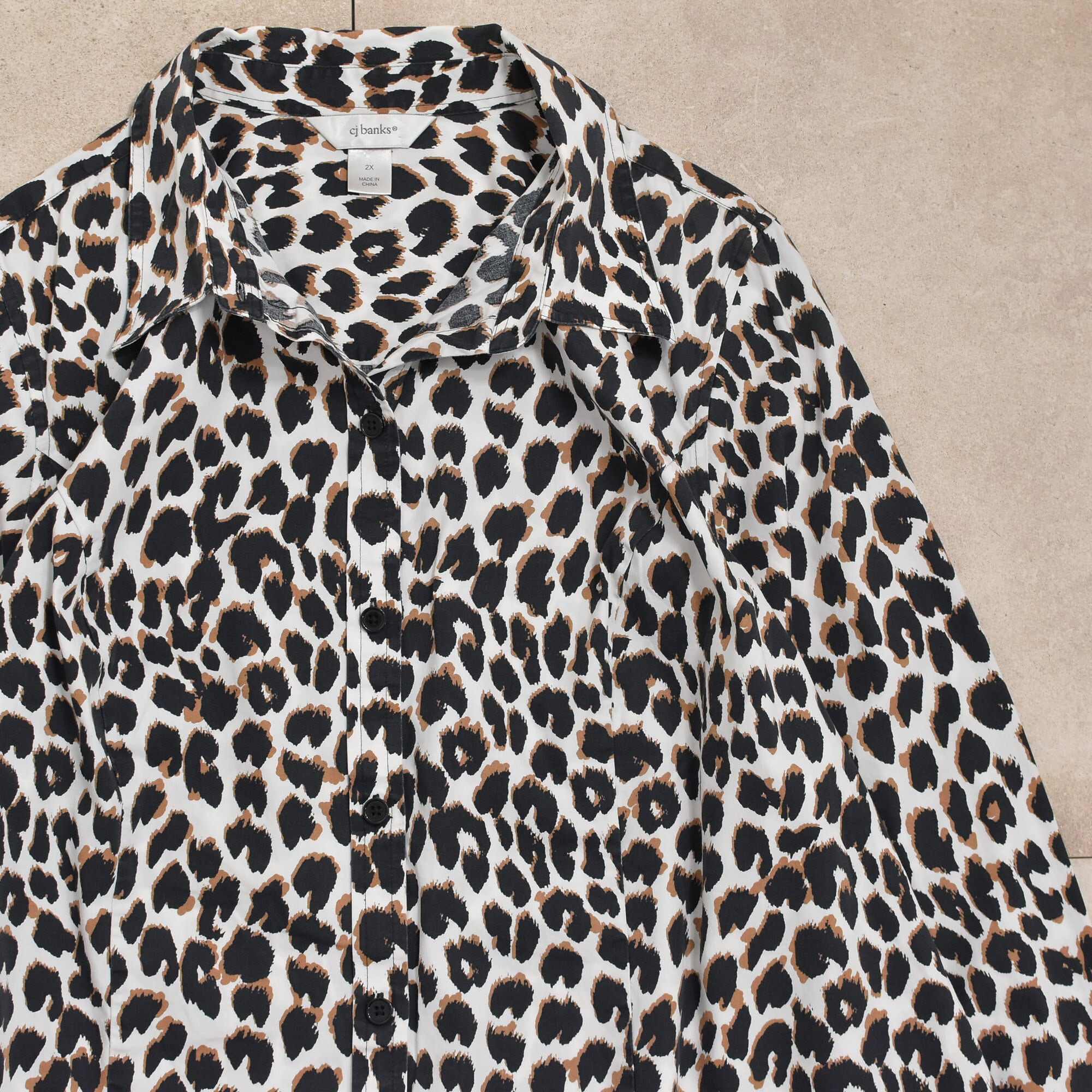 Big size 90～00s cj banks leopard pattern cotton shirt | 古着屋 ...