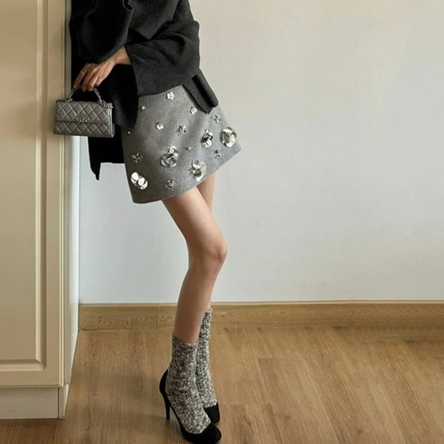 Niche design grey skirts【S00029】