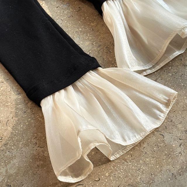 sheer sleeve switching v-neck long sleeve cut and sew　L0628