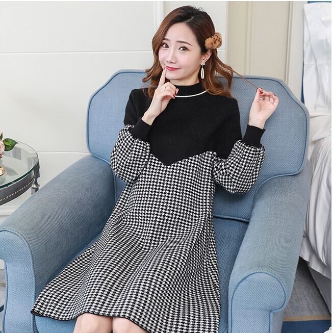 マタニティドレス マタニティワンピース ワンピース オールインワン レギンス レギパン フレアワンピース 膝丈 ひざ丈 膝上 膝下 袖あり 長袖 ボリューム袖 ハイネック スタンドカラー フレア ワイド Aライン 切り替えデザイン ドッキング ふんわり 2点セット かわいい マタニティドレス マタニティワンピース ワンピース オールインワン