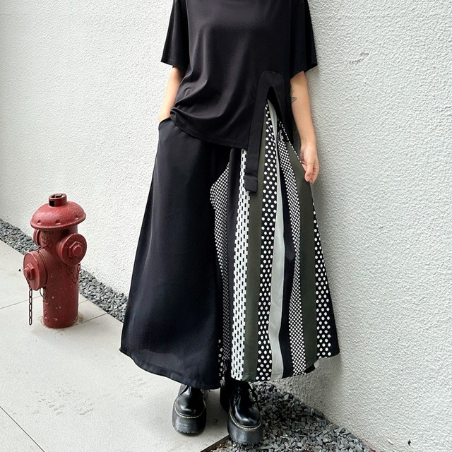 Patchwork A-line Midi Skirt 01194