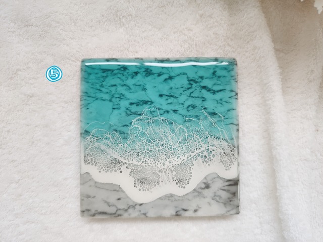 174.オーシャンレジンアート 大理石コースター