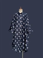 【限定品】 ロングシャツ ドレス コート シルク カンボジアシルク 絞り染め 涼しい 軽い ブラック