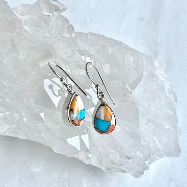 【超美石】オイスターカッパーターコイズ　雫型　ピアス　（イヤリングに変更可）　2582