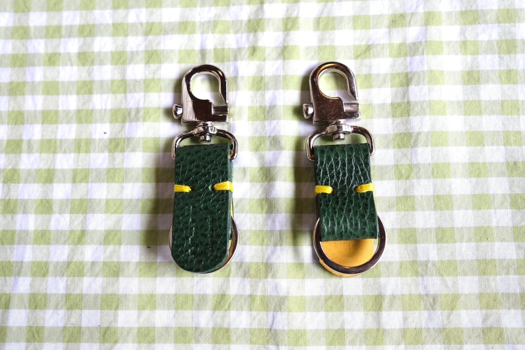 《即納》key holder 【deep green × lemon】