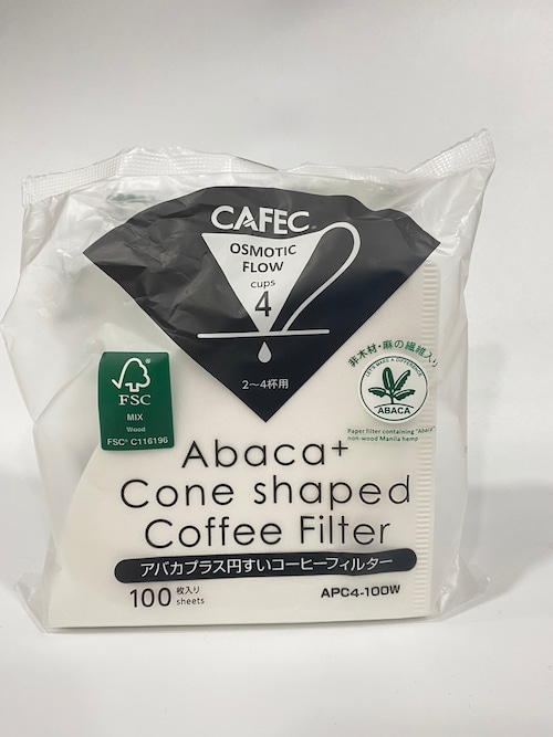 CAFEC + アバカプラス円錐フィルター 4杯用 FSC森林認証　100枚入り