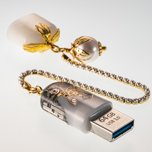 USBメモリ 機械式時計 ムーブメント 64GB USB3.0 White-B
