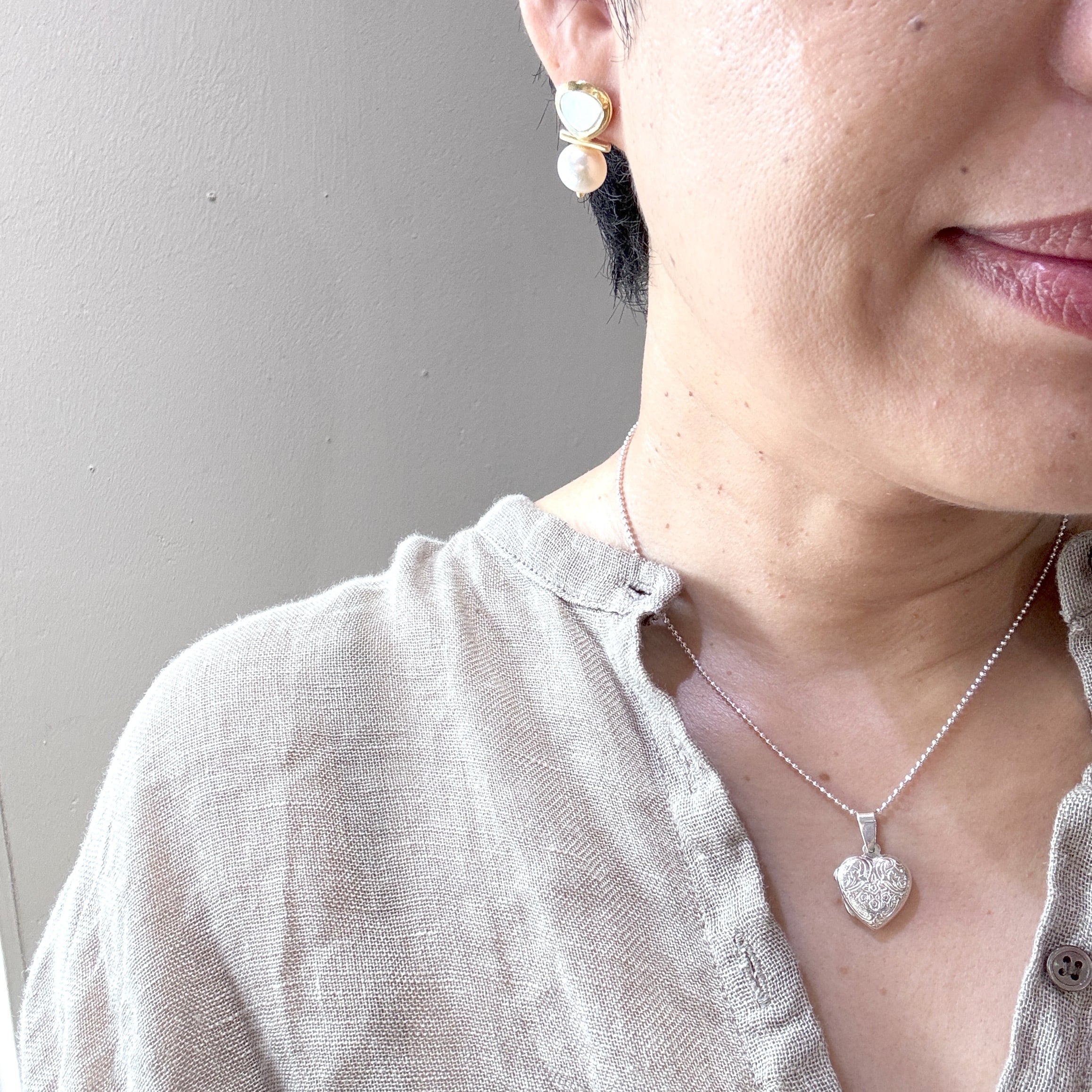 ラスト1】全彫 ハート ロケット ペンダント （チェーンオプション