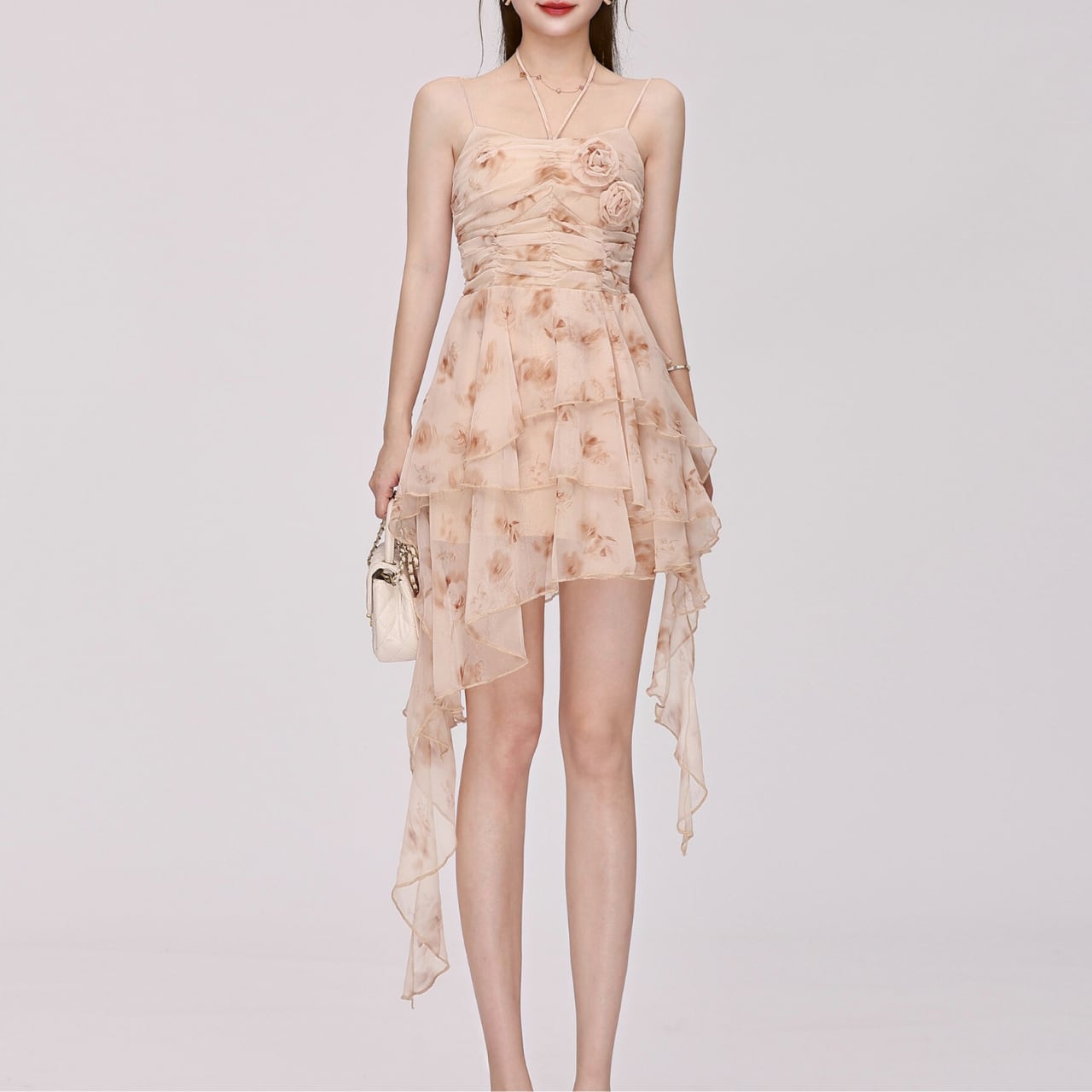 花モチーフ ティアード ミニドレス 1col L00369