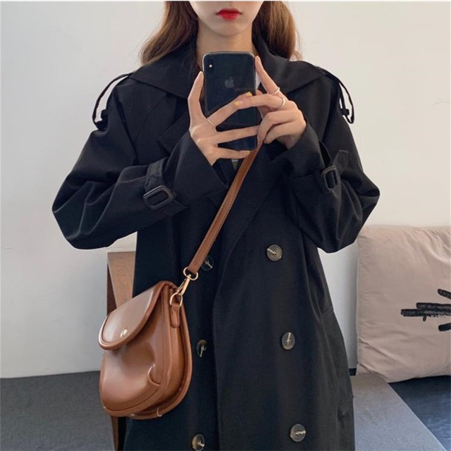 お見逃しなく!! 中・長セクション トレンチコートレトロ ダブルボタン コート カジュアル