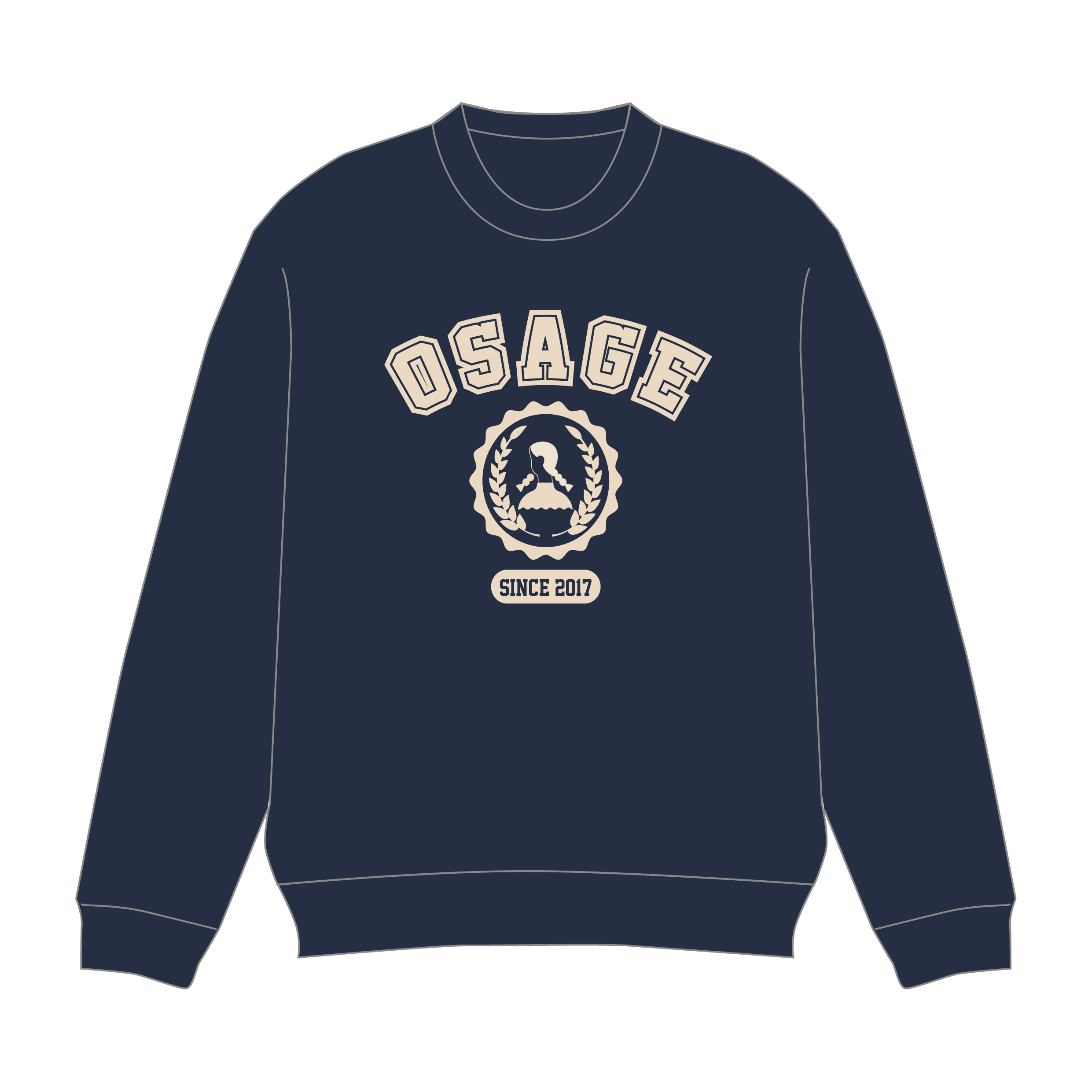 【受注販売】※2026年2月上旬発送予定※ osageカレッジロゴスウェット(ネイビー)