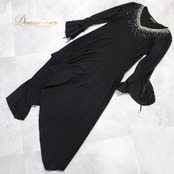 社交ダンス 衣装 スタンダード ドレス ワンピース レッスンウェア パーティドレス オールシーズン 黒 ブラック系 長袖 ラインストーン 無地 華やか おしゃれ 体型カバー フリースタイル シンプル 高級感 フェミニン 楽器の演奏や発表会に最適 キラキラ 伸縮素材 上品 秋冬用 パフォーマンス ゆったり 大人用 アシンメトリー デザイン ステージ衣装 女性用 ドレスコード