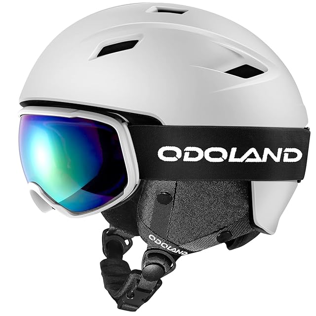 Odoland スキーヘルメットセット ゴーグル付き スノーボードヘルメット