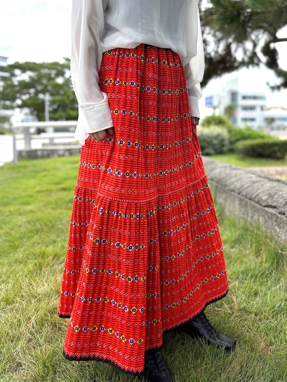 モン族スカート 051 ロング 刺繍 bamiオリジナルパターン | bami モン