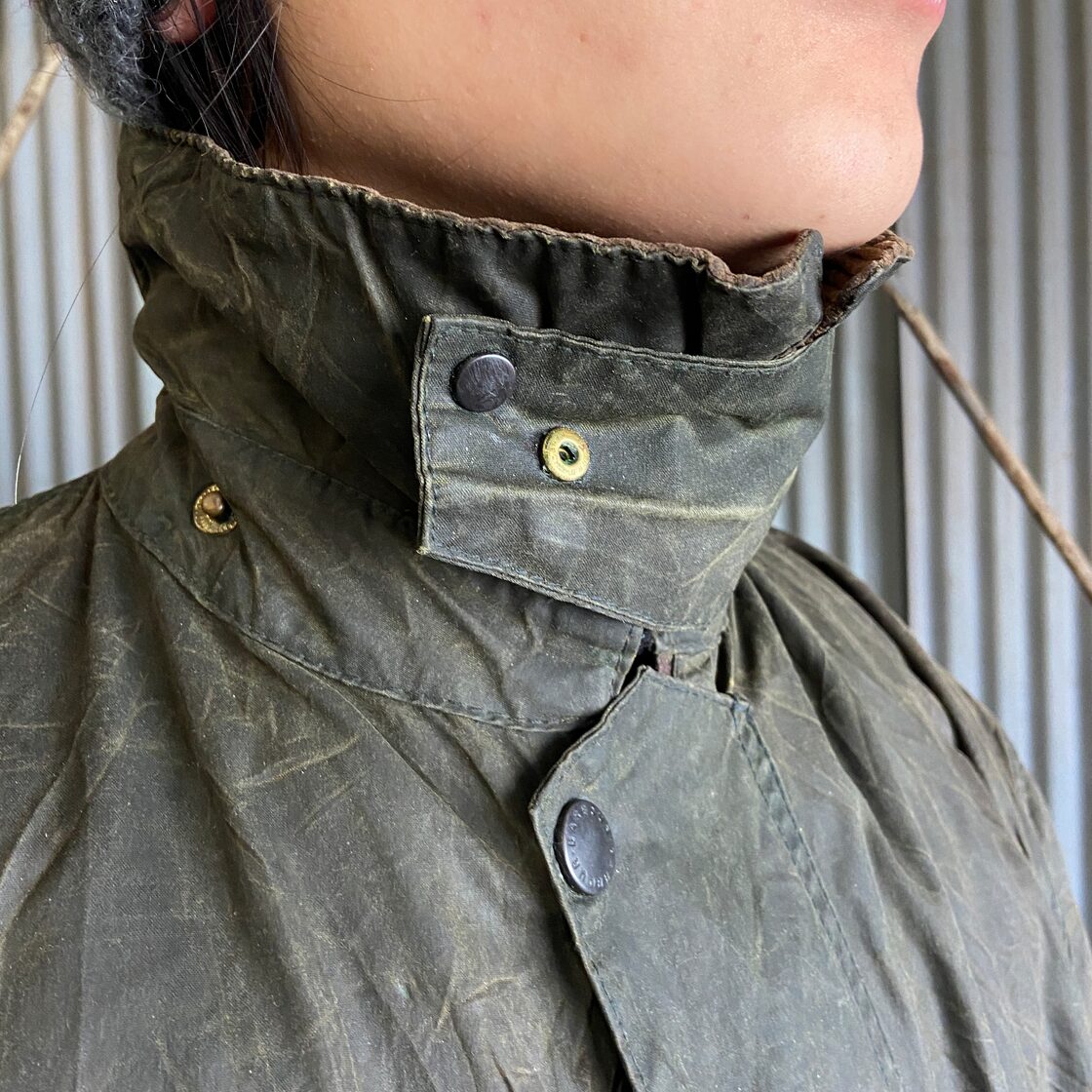 英国製 92年製 3ワラント バブアー ボーダー ワックスコットン  