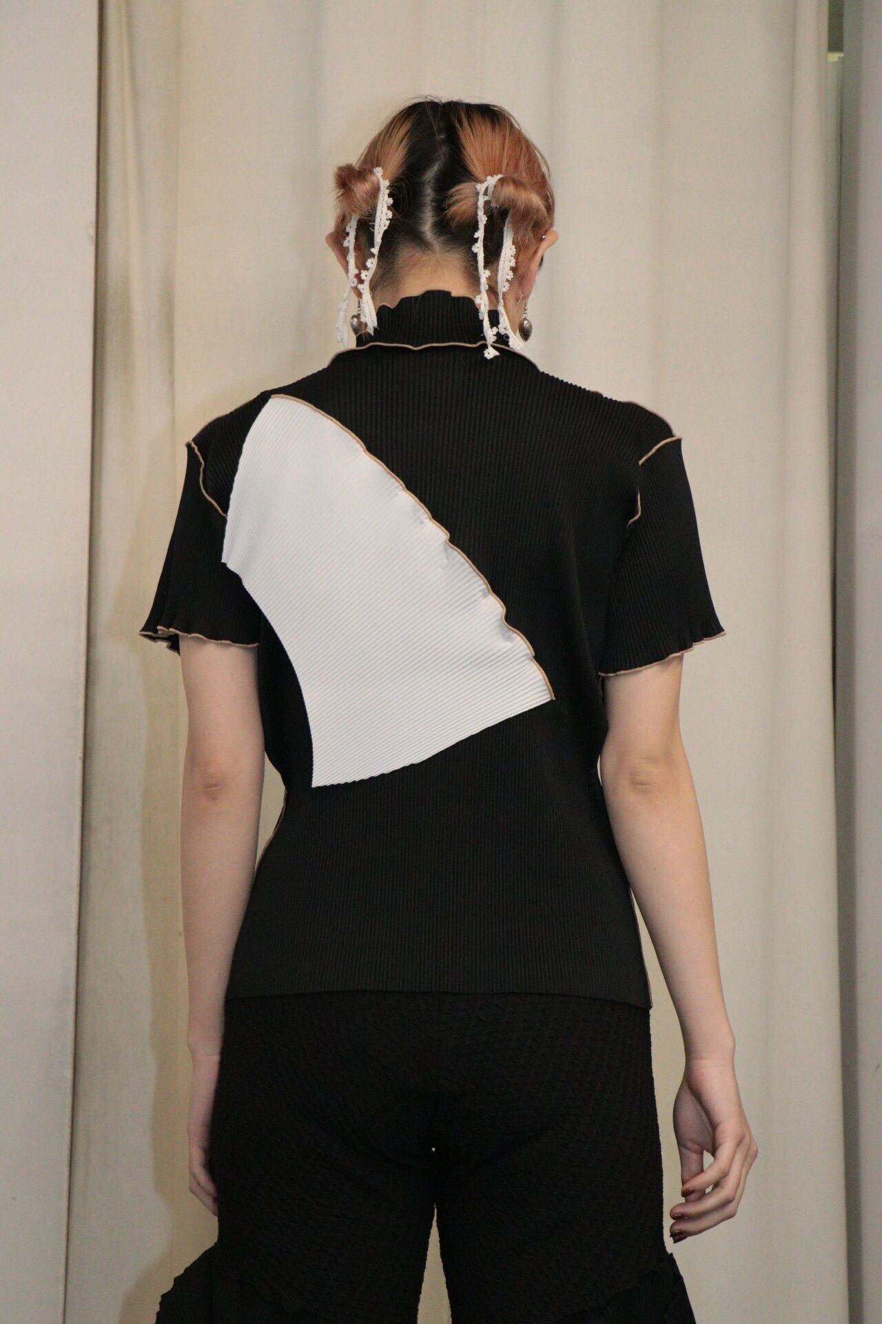 kotohayokozawa Short sleeve top High neck type (BLACK) TD23S-P04