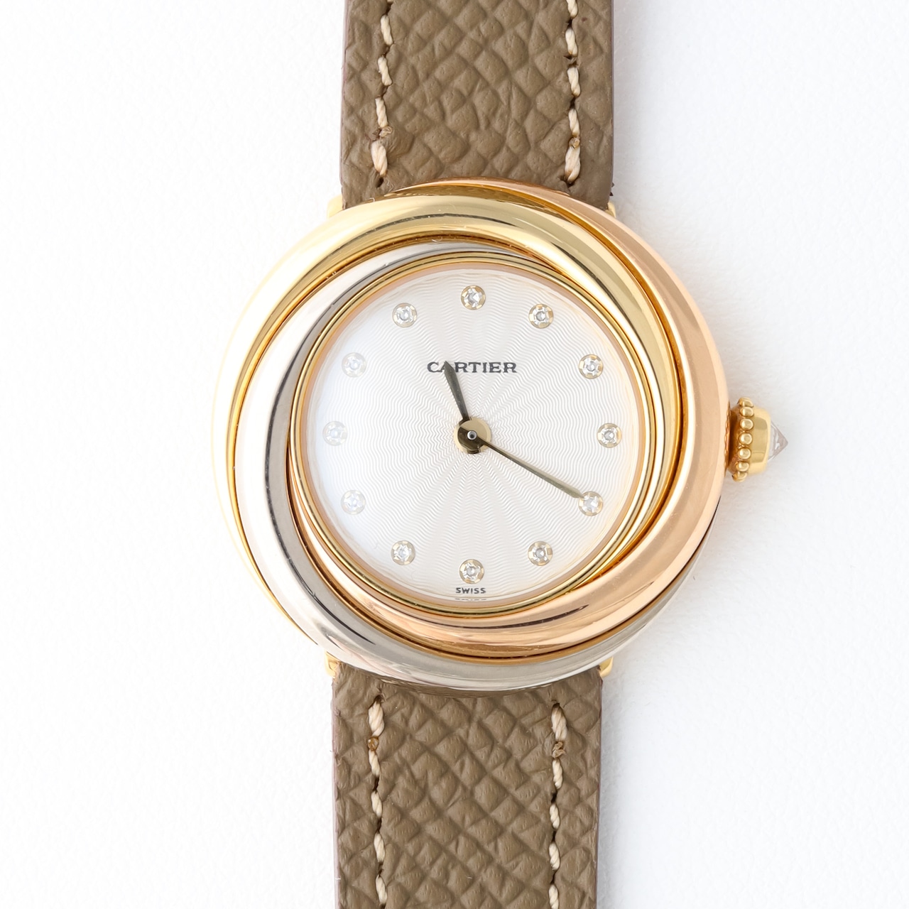 カルティエ ラウンドトリニティ 金無垢 ダイヤルダイヤモンド