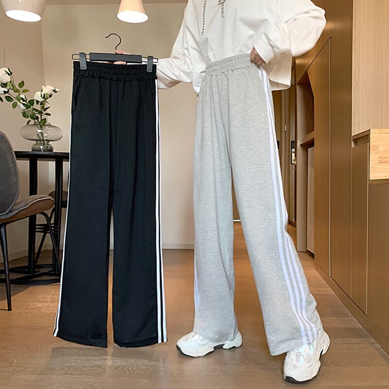 グレーパンツ ハイウェストスプリングオータムルーズ薄手カジュアル 春物 秋物 試着室25891540832