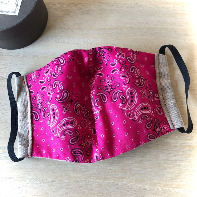 さらりと大人の手作りマスク ピンク 男性用大きめサイズ 手作り布マスクのお店 Amico