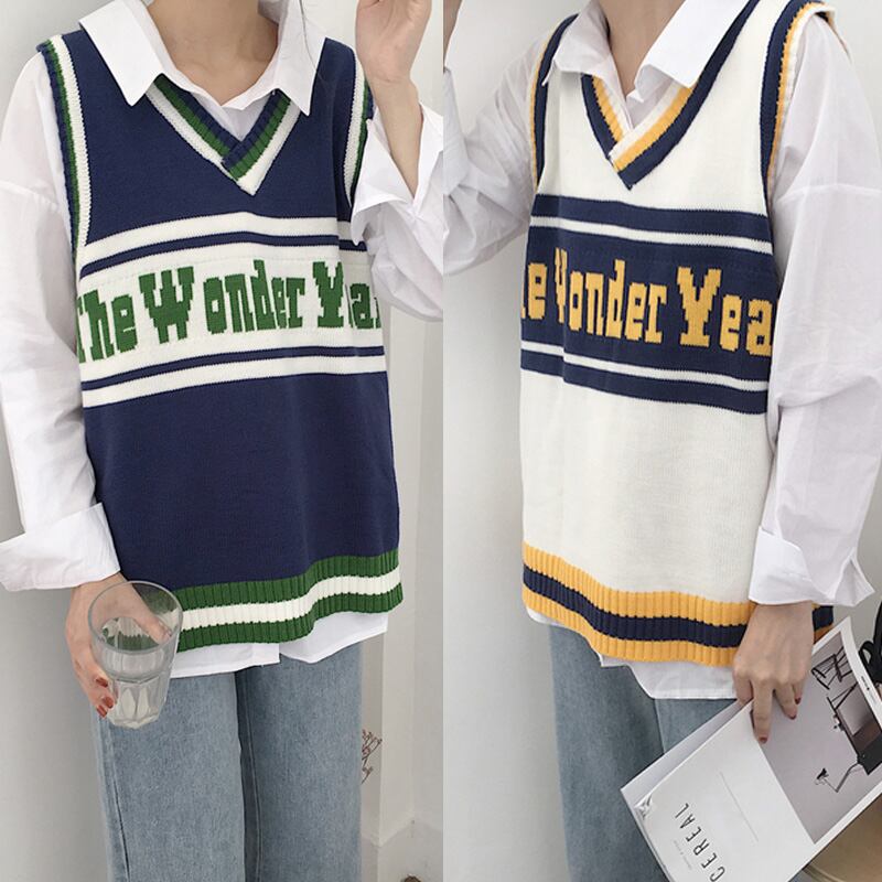 ボーイズライク・ロゴ付きニットベスト