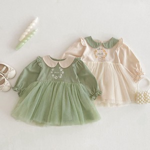 【BABY&KID】春新作　フラワー刺繡ワンピース
