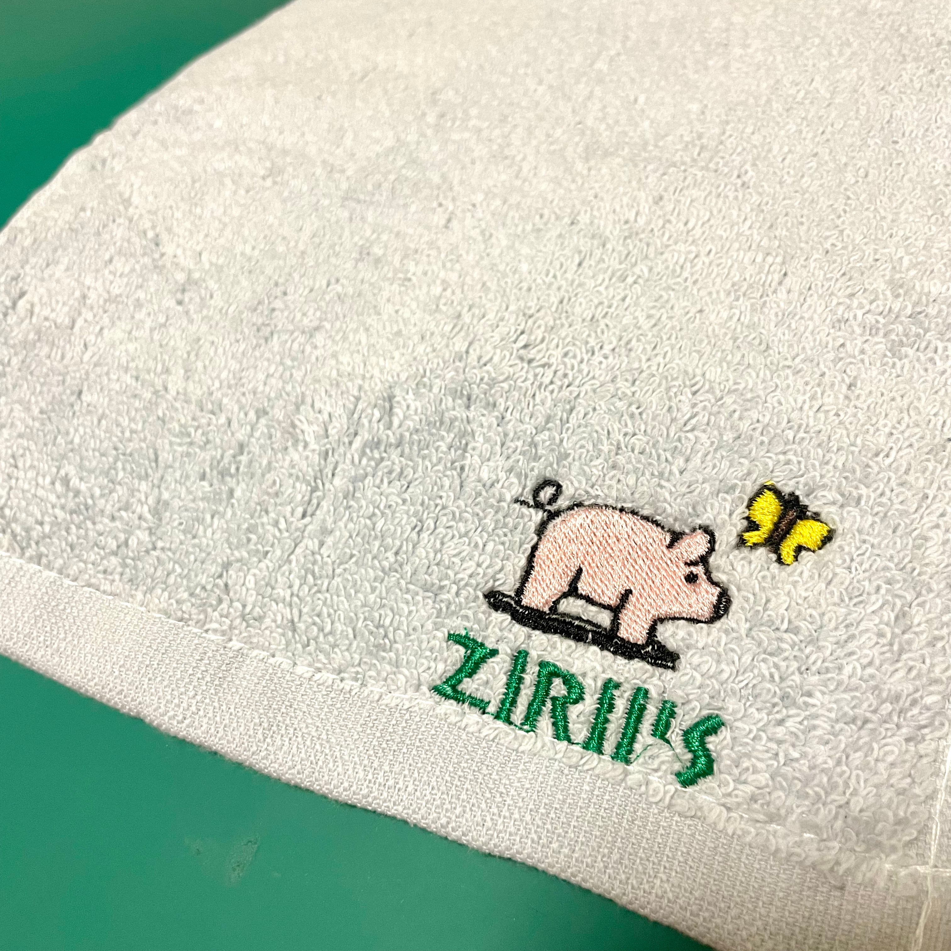 ミニハンカチタオル／ライトブルー size：20×20cm「 とんとんと