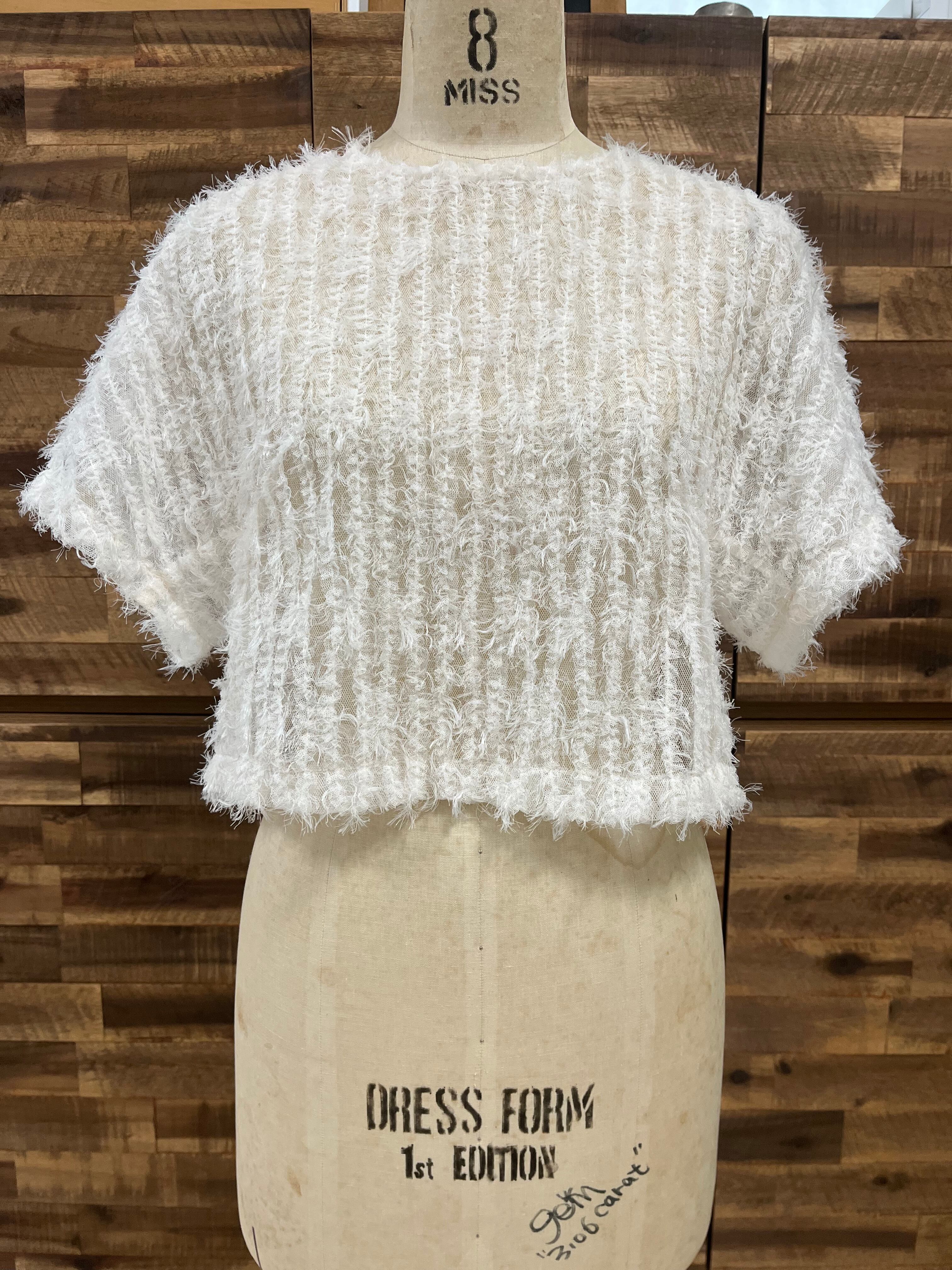 バックリボンフェザークロップドTops