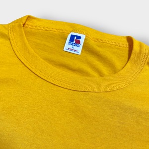 【Russell】90s USA製 無地 Tシャツ プレーン XL ビッグサイズ シングルステッチ 半袖 イエロー US古着