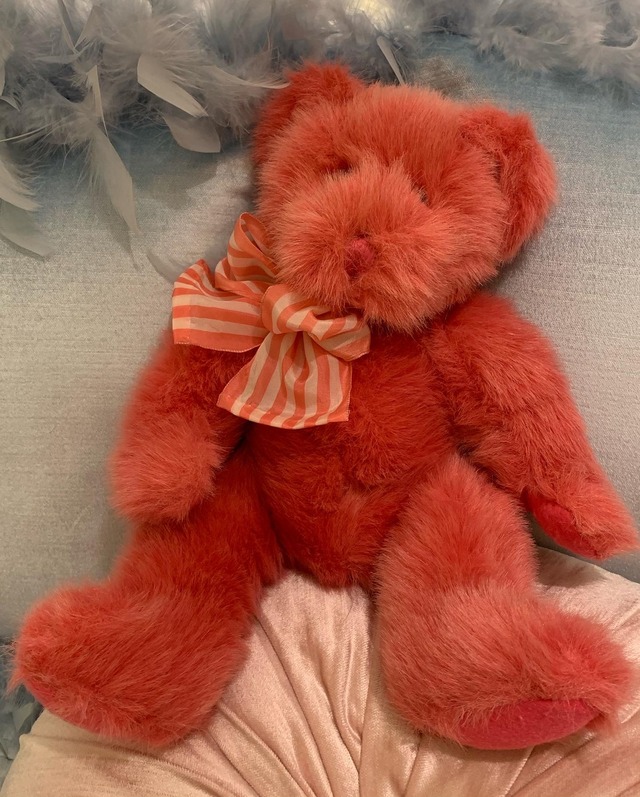 ショッキングピンクベアのぬいぐるみ [Vintage] (200907)