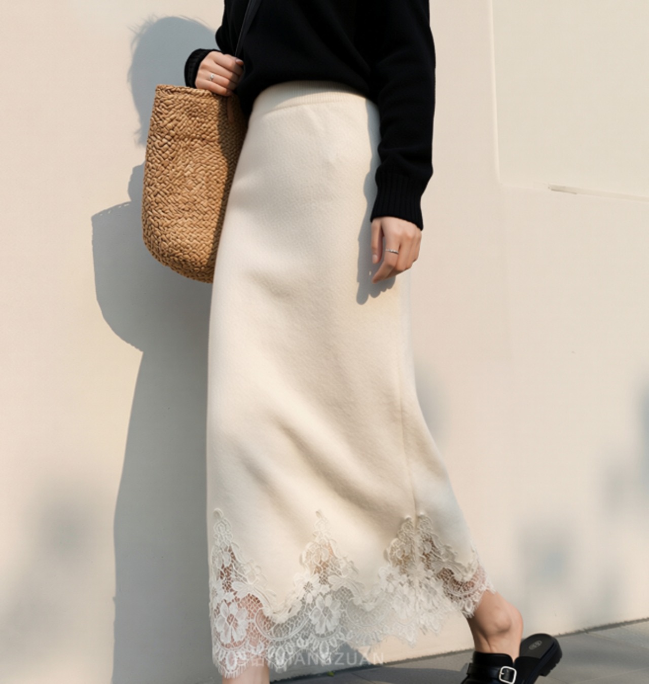 レースヘムロングスカート