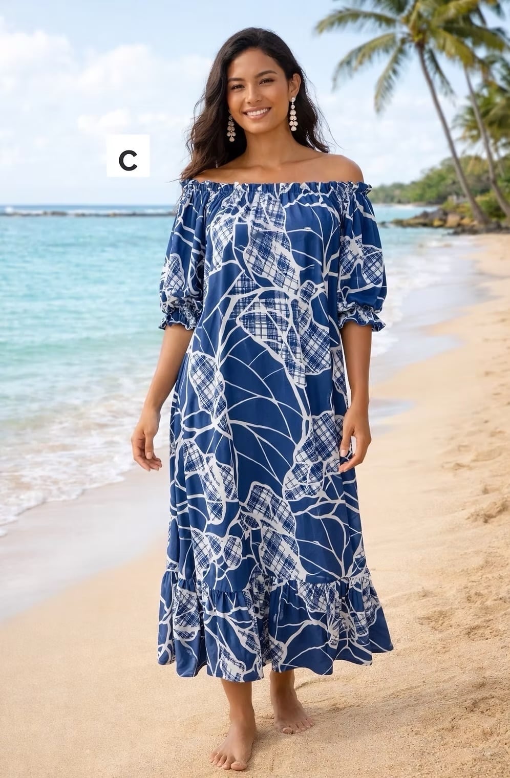 Mālie one piece C ネイビー×ホワイト