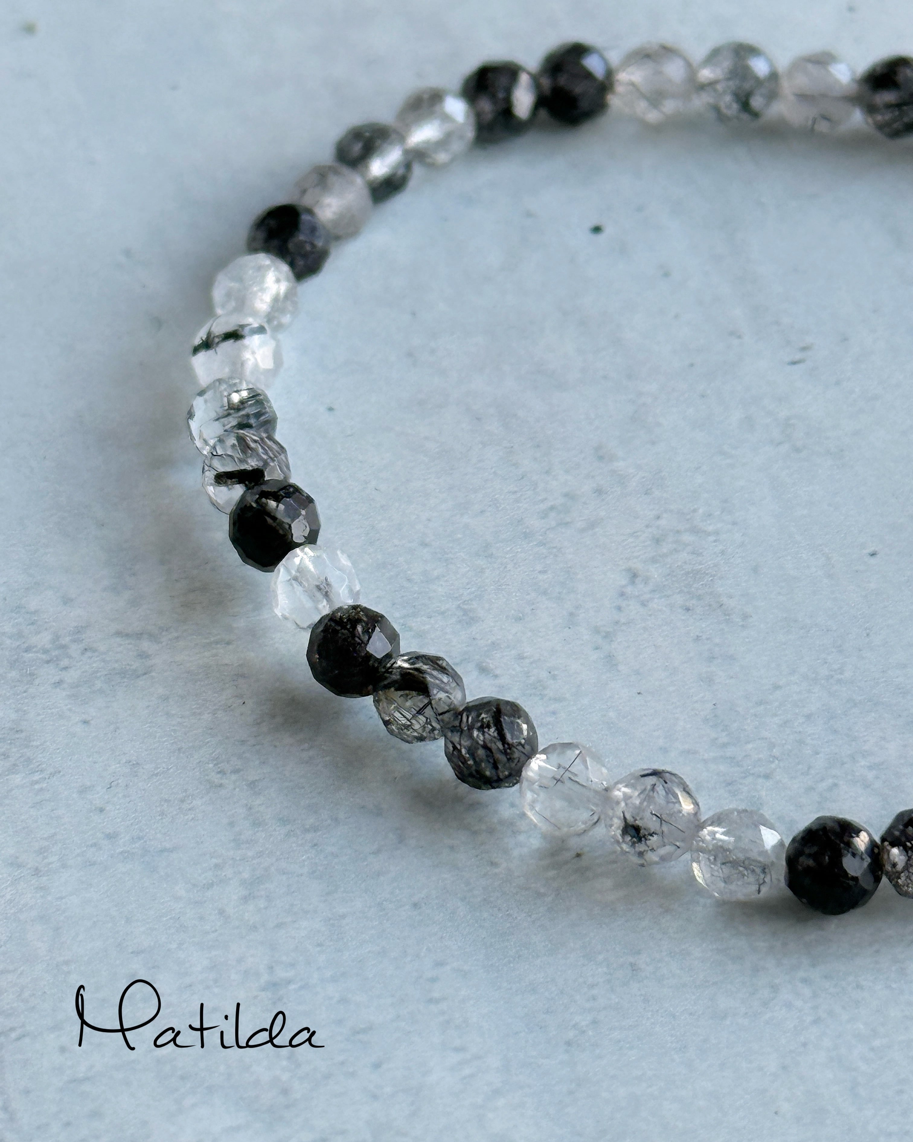 Tube & stone bracelet(ブラックトルマリンインクォーツ)