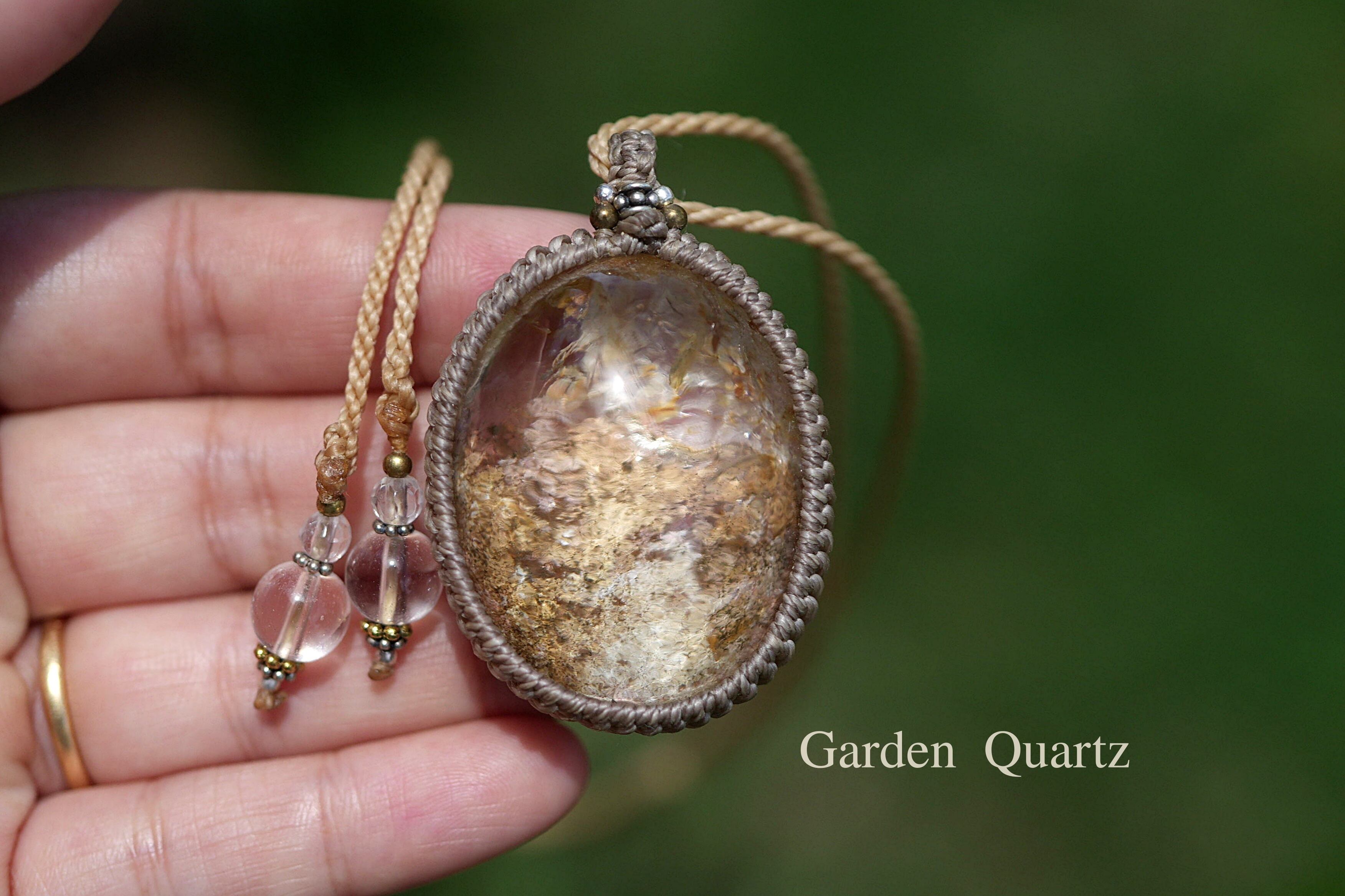 大粒★ガーデンクォーツ マクラメネックレス2089