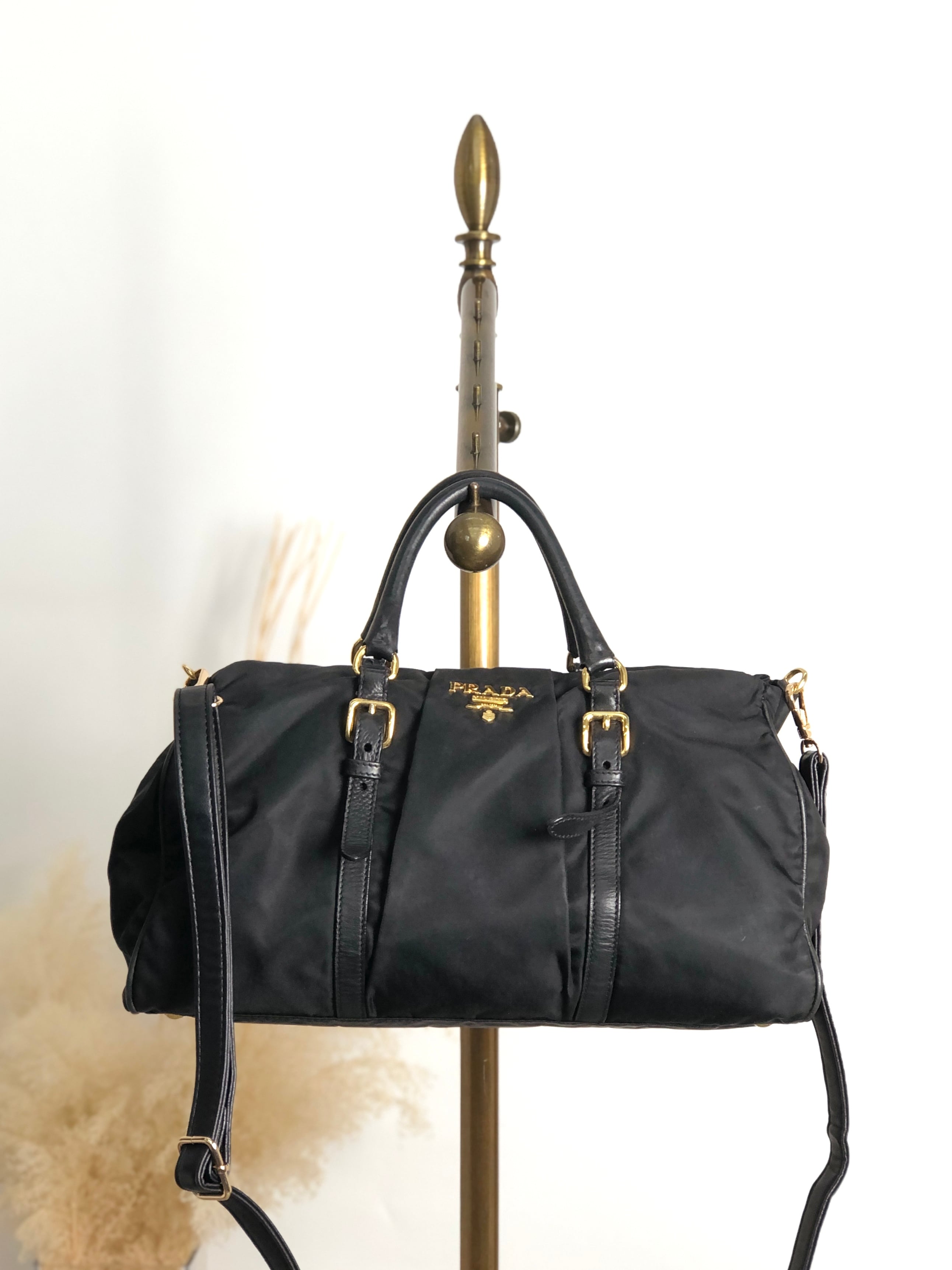 PRADA プラダ ハンドバッグ ブラック ロゴ ナイロン vintage ヴィンテージ オールド 5mnxkv