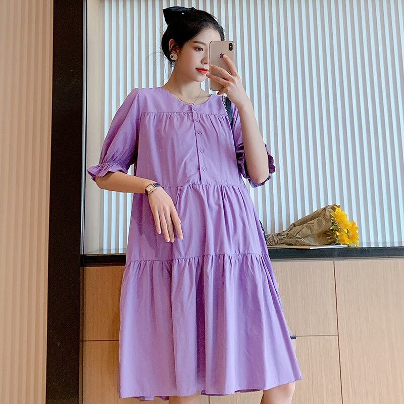 【新作】【送料無料】 マタニティウェア2020夏の新しい綿とリネンのルーズなトレンディなマザーケーキドレス小さな新鮮なミドル丈ドレス妊婦-アリババ コットン サマー 夏物 expec295077203055