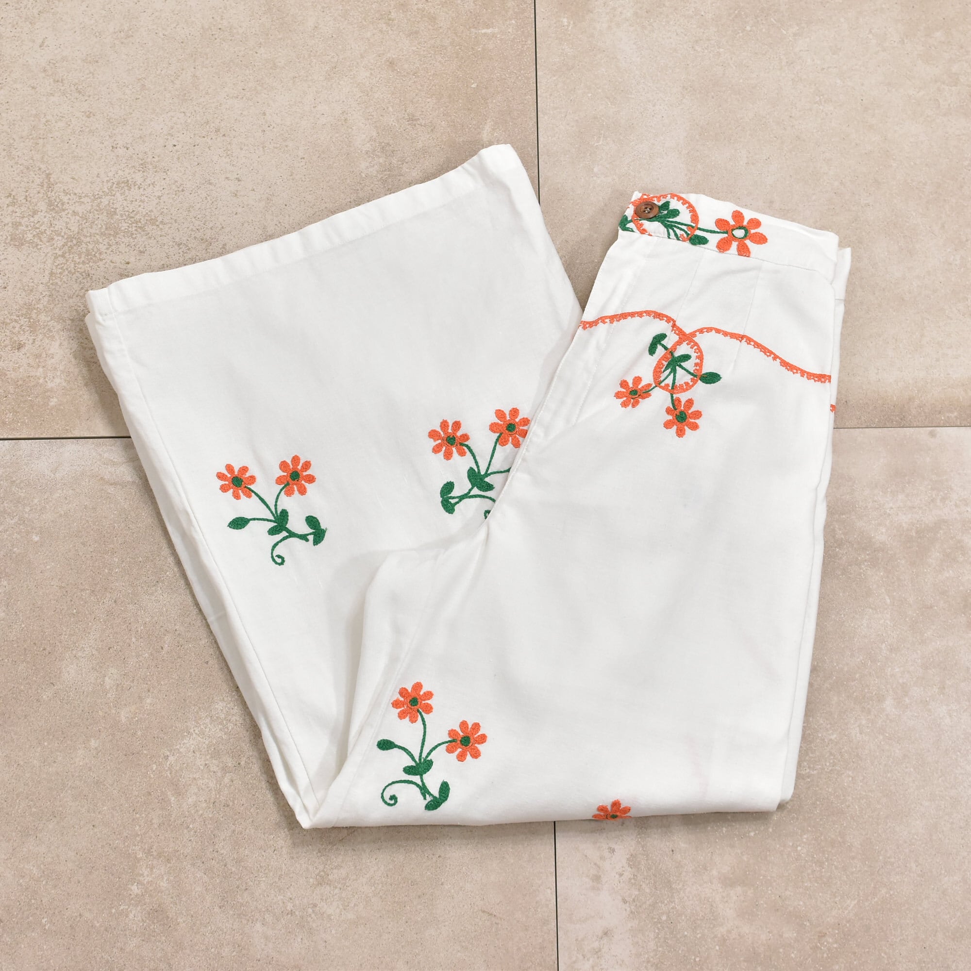 Remake Flower embroidery design baggy pants
