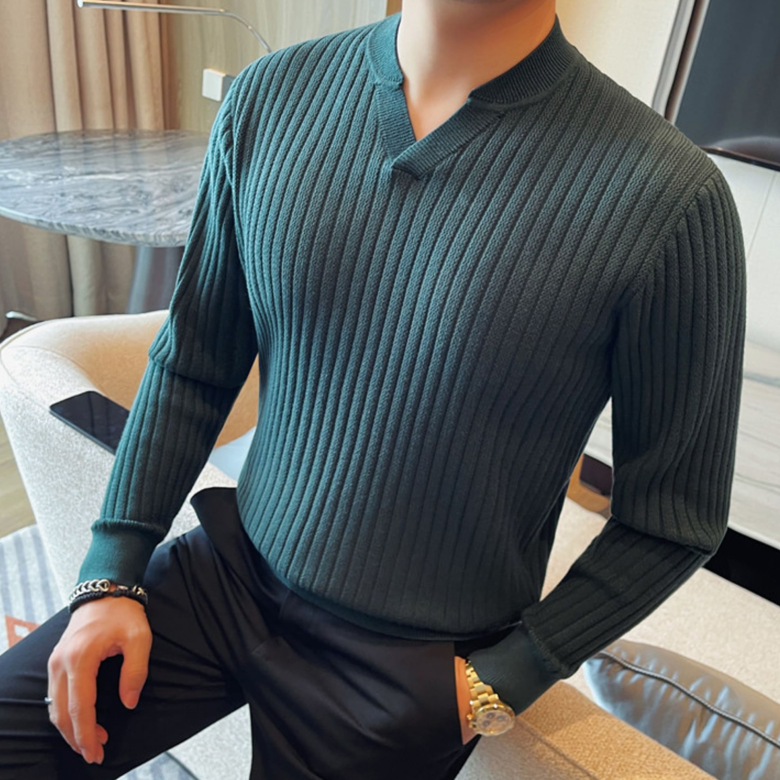 アーバンシックVスリットリブニット(3color) M0876