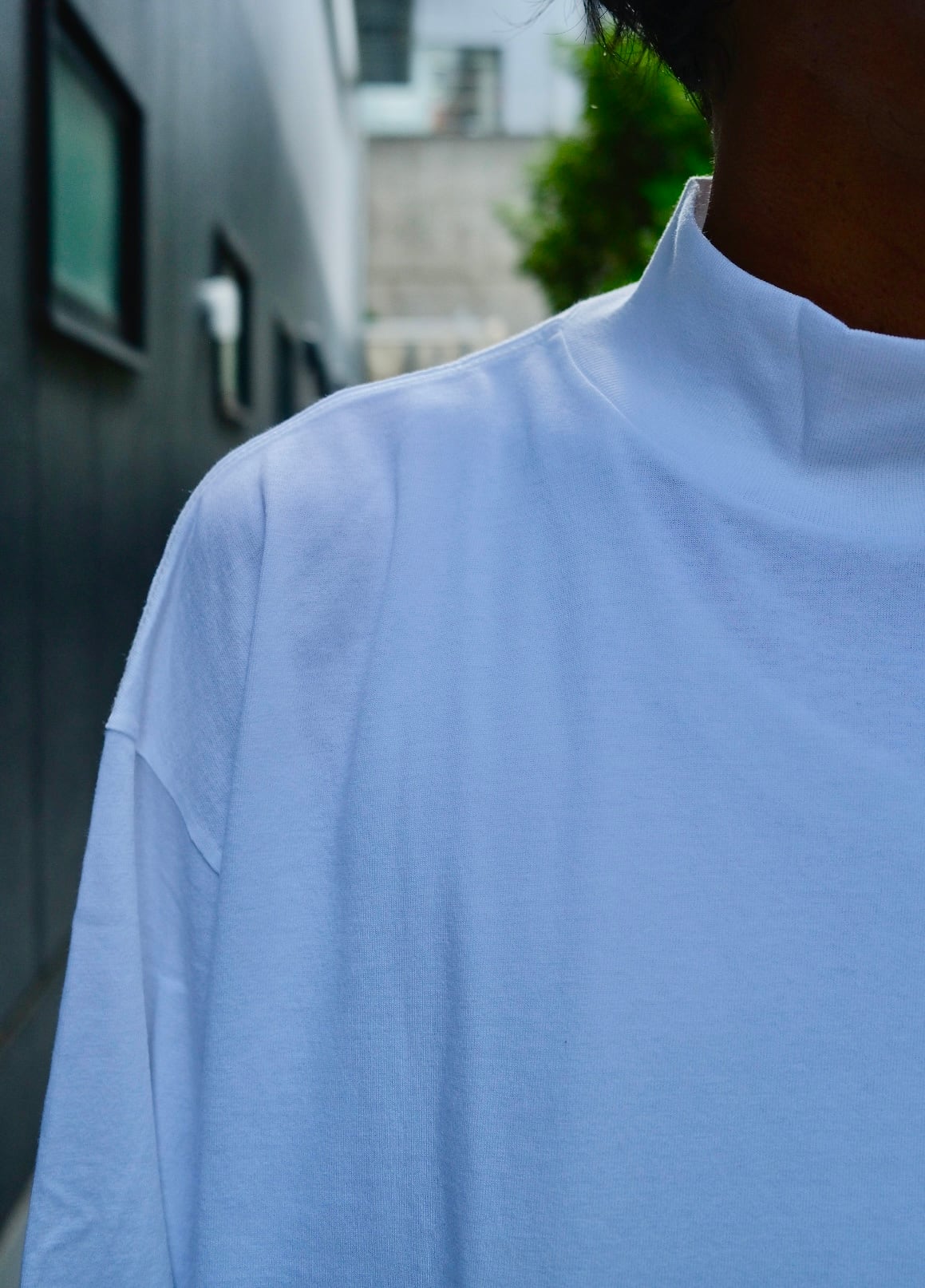 COMOLI(コモリ) / コットンジャージモックネックプルオーバー-WHITE  