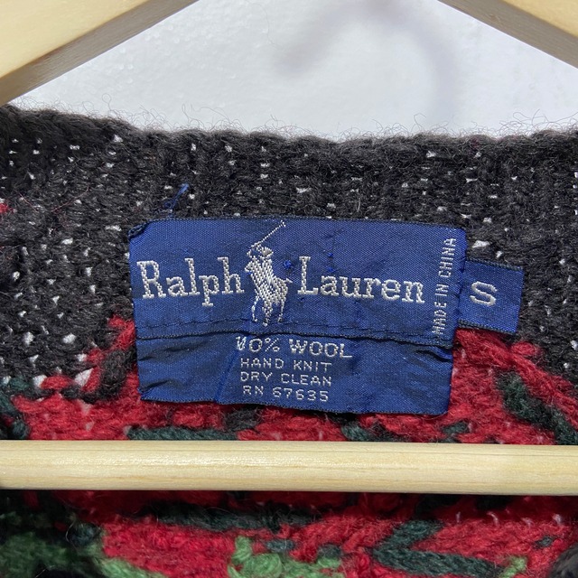 『送料無料』90s Ralph Lauren ネイティブ柄　ウールセーター　ハンドニット