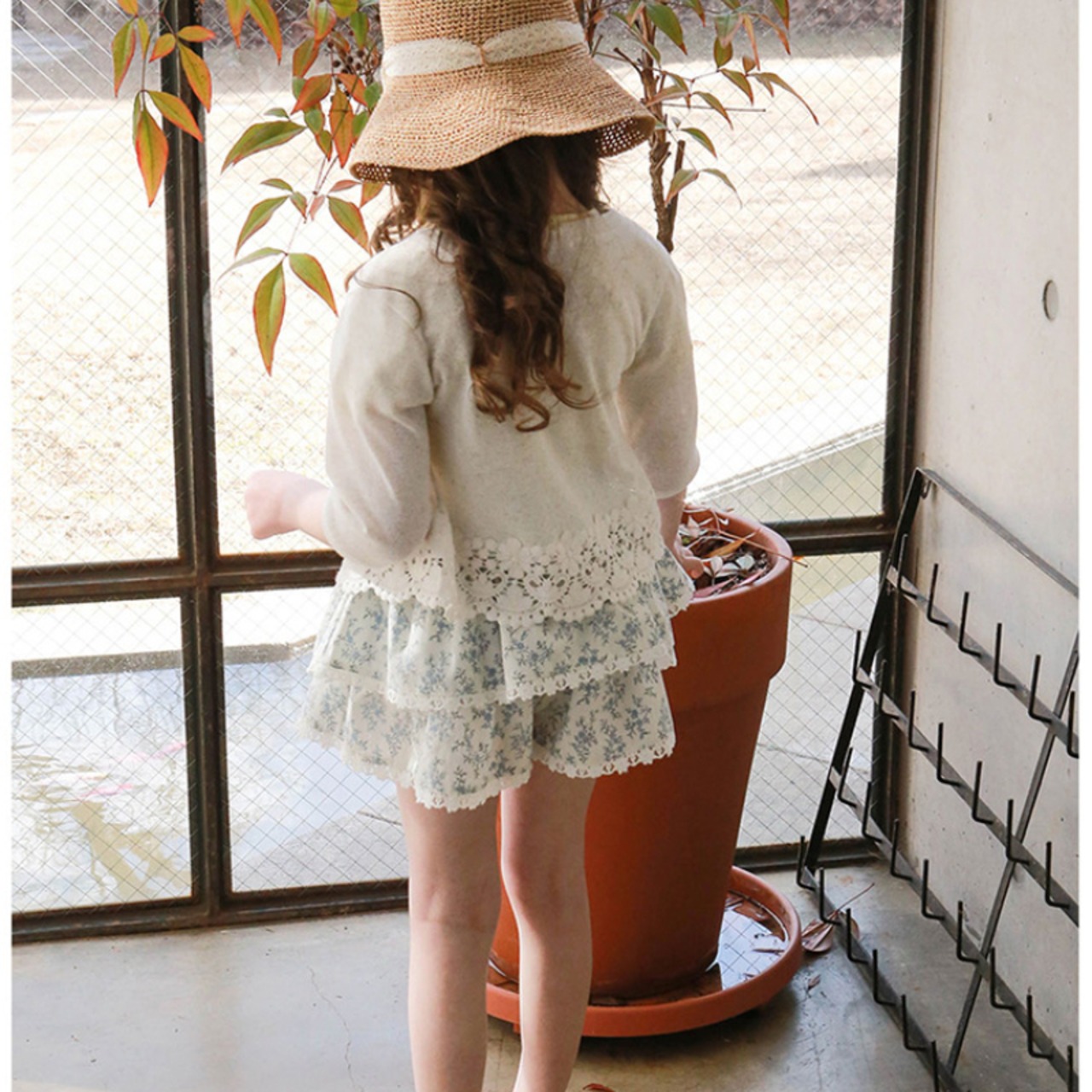 110夏レース裾ピュアカラーカーディガン