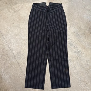 EUROPE VINTAGE STRIPE BUCKLE BACK COTTON PANT