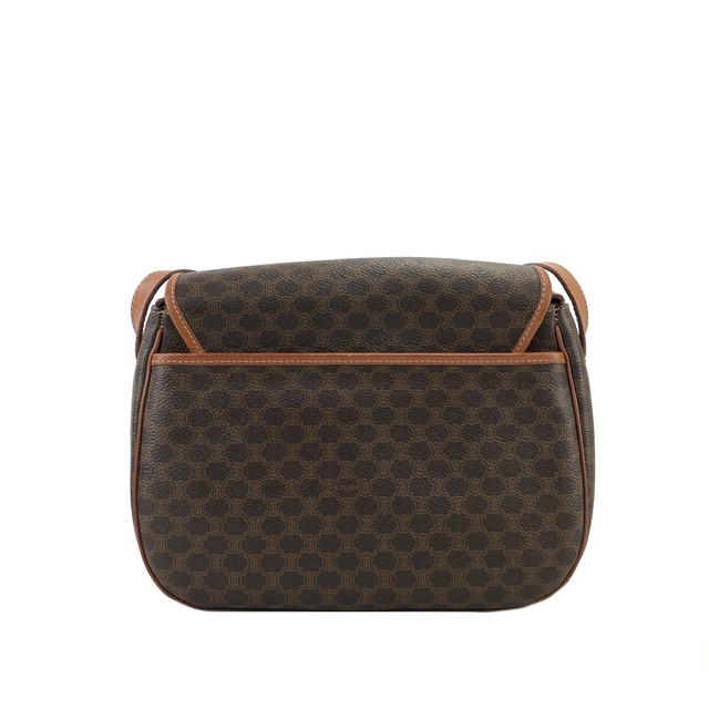 CELINE セリーヌ　マカダム　ブラゾン型押し　クロスボディ　フラップ　ショルダーバッグ　ブラウン　vintage　ヴィンテージ　オールドセリーヌ　ta8jxt