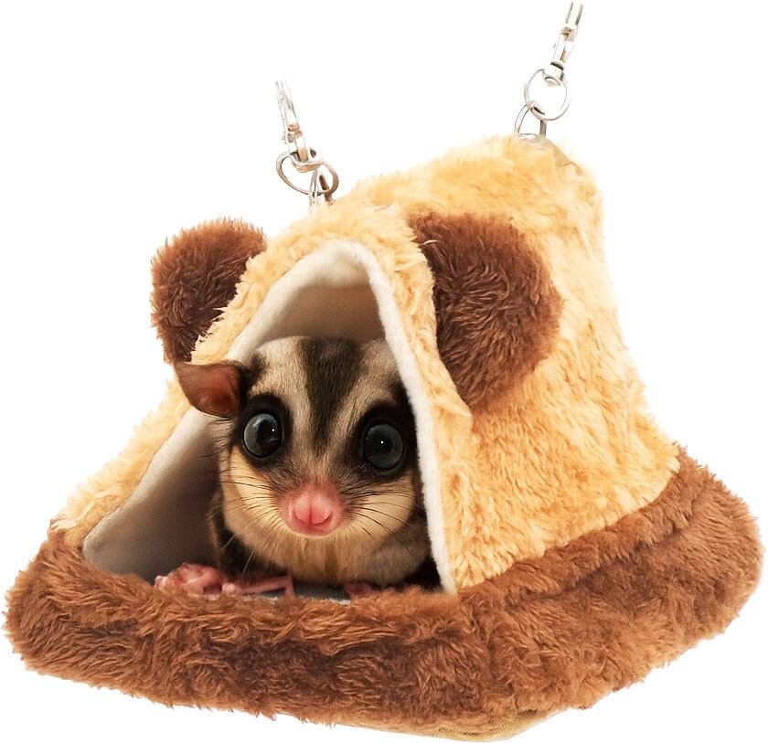 【小動物】もこもこさんかくハウス ピンク/ブラウン