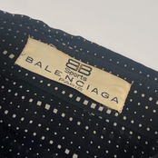 90s BALENCIAGA Sports バレンシアガ ドット風 総柄 レーヨン 長袖 シアーシャツ M/ブラック メンズ ビンテージ